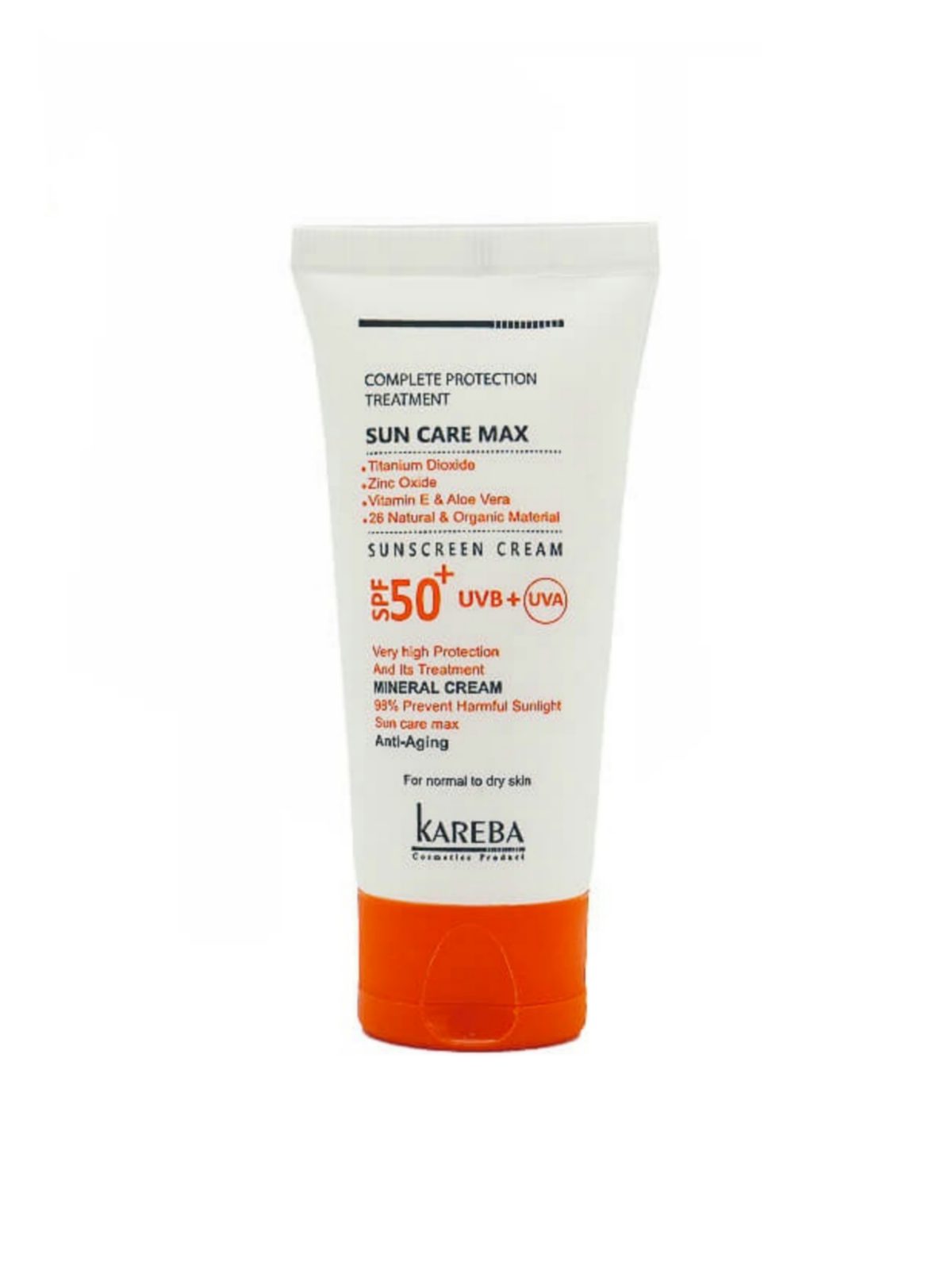 کرم ضد آفتاب بی رنگ SPF50 پوست خشک و حساس کاربا